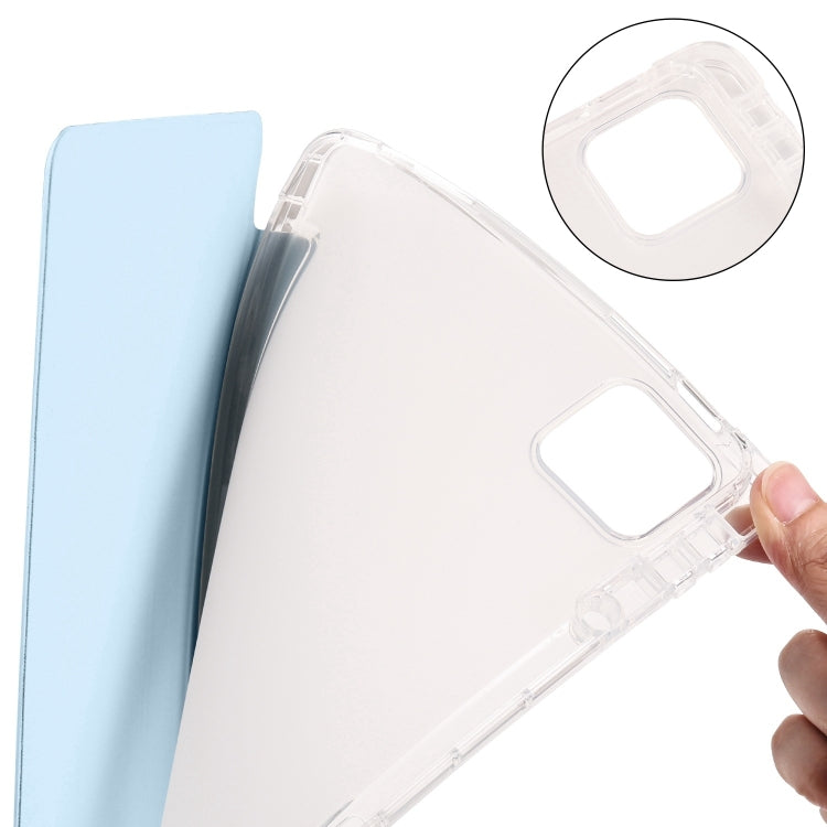 For iPad Air 13 2024 3-fold Clear TPU Smart Leather Tablet Case with Pen Slot(Ice Blue) - iPad Air 13 2024 Cases by buy2fix | Online Shopping UK | buy2fix