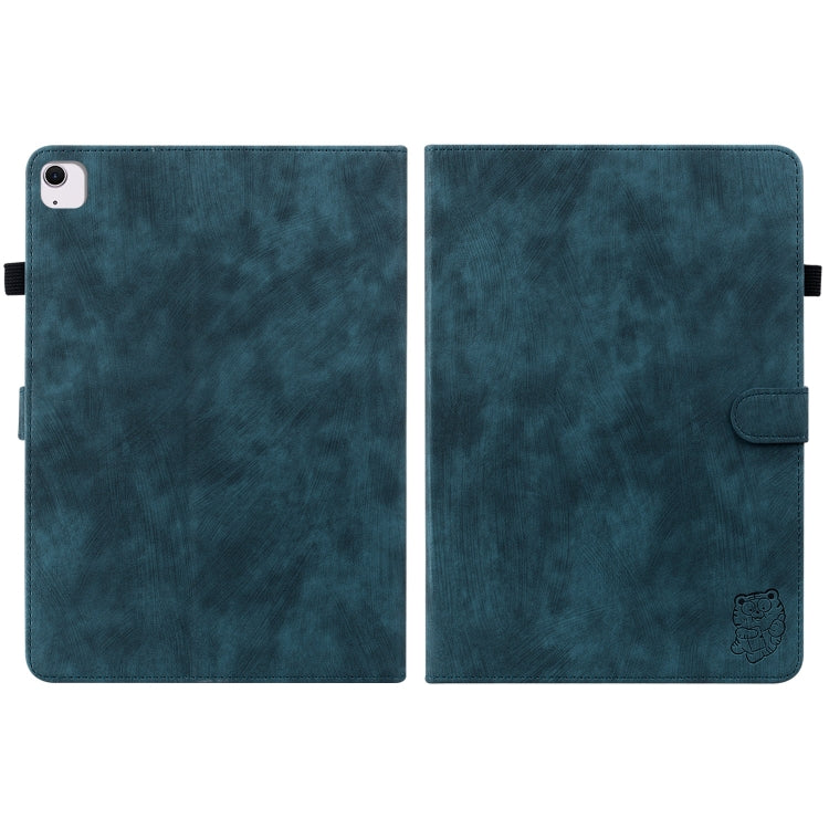 For iPad Air 13 2024 Embossed Tiger Pattern Leather Tablet Case(Dark Blue) - iPad Air 13 2024 Cases by buy2fix | Online Shopping UK | buy2fix