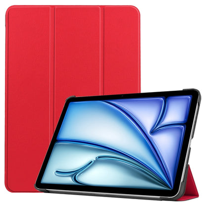 For iPad Air 13 2024 Custer Pure Color 3-Fold Holder Smart Leather Tablet Case(Red) - iPad Air 13 2024 Cases by buy2fix | Online Shopping UK | buy2fix