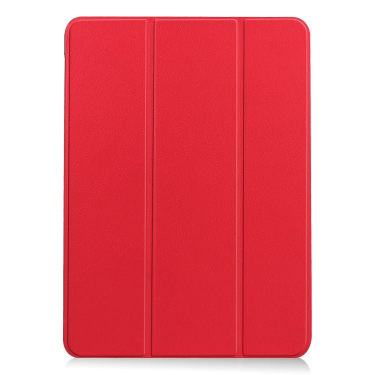 For iPad Air 13 2024 Custer Pure Color 3-Fold Holder Smart Leather Tablet Case(Red) - iPad Air 13 2024 Cases by buy2fix | Online Shopping UK | buy2fix