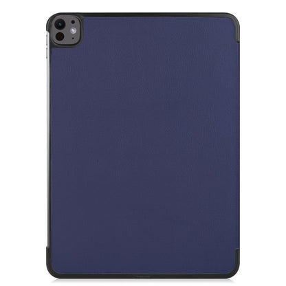 For iPad Pro 13 2024 Custer Pure Color 3-Fold Holder Smart Leather Tablet Case(Dark Blue) - iPad Pro 13 2024 Cases by buy2fix | Online Shopping UK | buy2fix