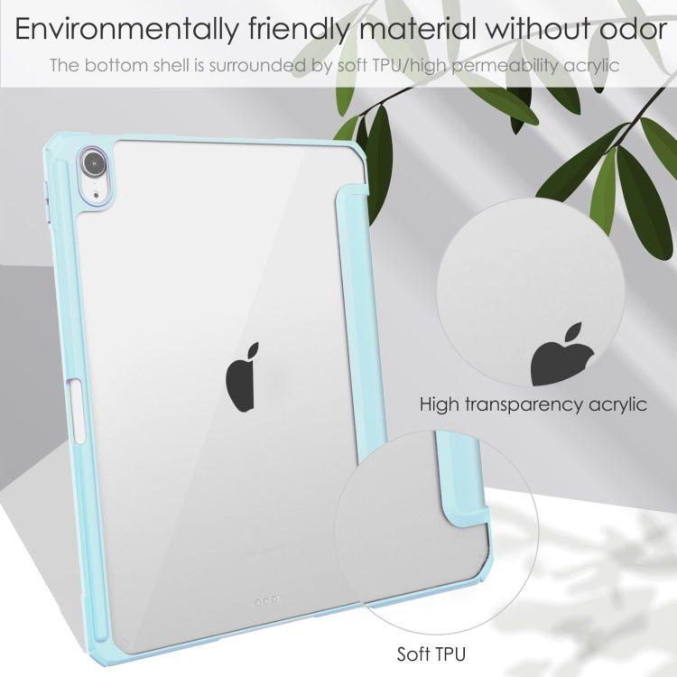 For iPad Air 11 2024 Pure Color 3-fold Clear TPU Smart Leather Tablet Case(Sky Blue) - iPad Air 11 2024 Cases by buy2fix | Online Shopping UK | buy2fix