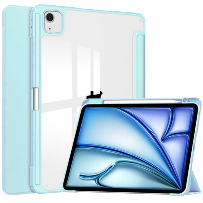 For iPad Air 13 2024 Pure Color 3-fold Clear TPU Smart Leather Tablet Case(Sky Blue) - iPad Air 13 2024 Cases by buy2fix | Online Shopping UK | buy2fix