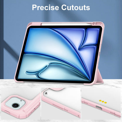 For iPad Air 13 2024 Pure Color 3-fold Clear TPU Smart Leather Tablet Case(Pink) - iPad Air 13 2024 Cases by buy2fix | Online Shopping UK | buy2fix