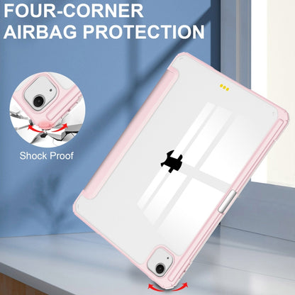 For iPad Air 13 2024 Pure Color 3-fold Clear TPU Smart Leather Tablet Case(Pink) - iPad Air 13 2024 Cases by buy2fix | Online Shopping UK | buy2fix