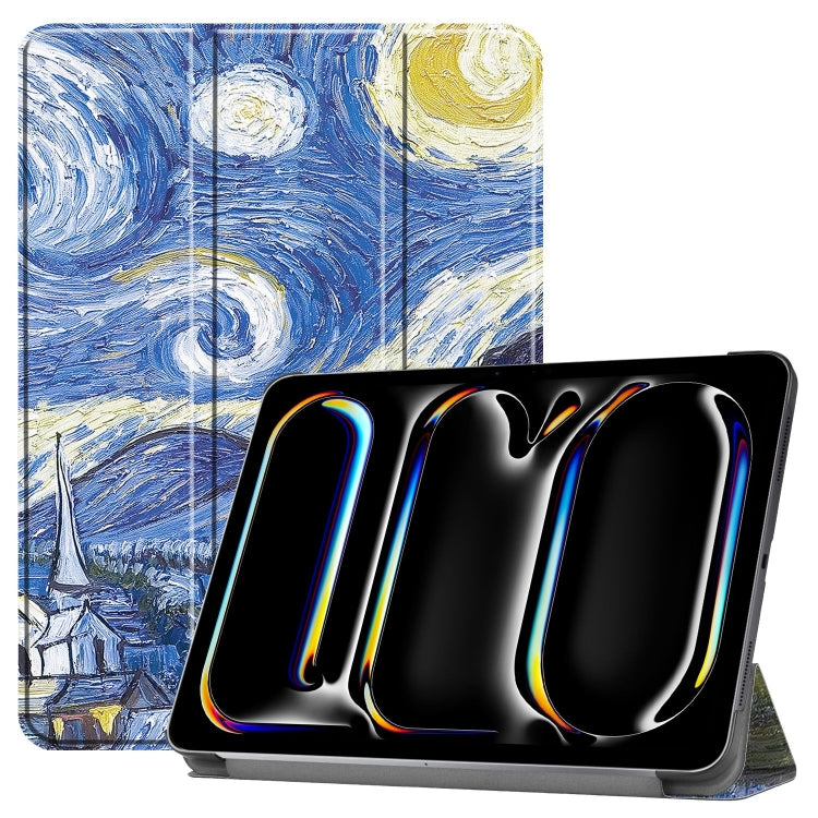 For iPad Pro 11 2024 Custer Painted 3-Fold Holder Smart Leather Tablet Case(Starry Sky) - iPad Pro 11 2024 Cases by buy2fix | Online Shopping UK | buy2fix