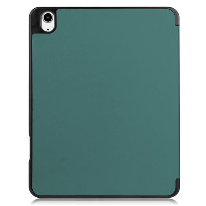 For iPad Air 13 2024 Custer TPU Pure Color 3-Fold Holder Smart Leather Tablet Case with Pen Tray(Dark Green) - iPad Air 13 2024 Cases by buy2fix | Online Shopping UK | buy2fix