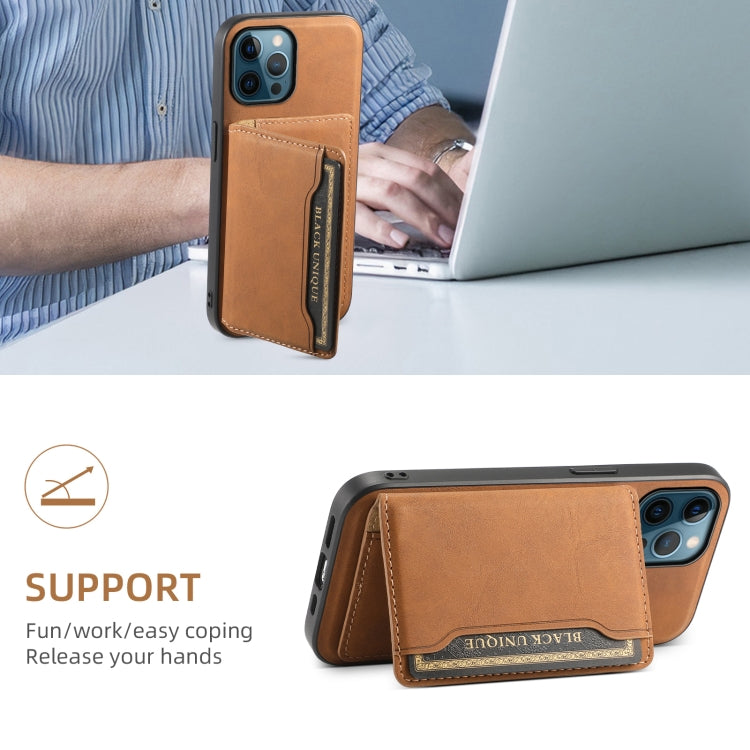 For iPhone 12 Pro Denior D13 Retro Texture Leather MagSafe Card Bag Phone Case(Brown) - iPhone 12 / 12 Pro Cases by Denior | Online Shopping UK | buy2fix