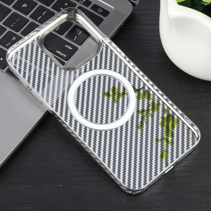 For iPhone 15 Plus 6D Plated Carbon Fiber Clear Magsafe PC Phone Case(Starlight Silver) - iPhone 15 Plus Cases by buy2fix | Online Shopping UK | buy2fix