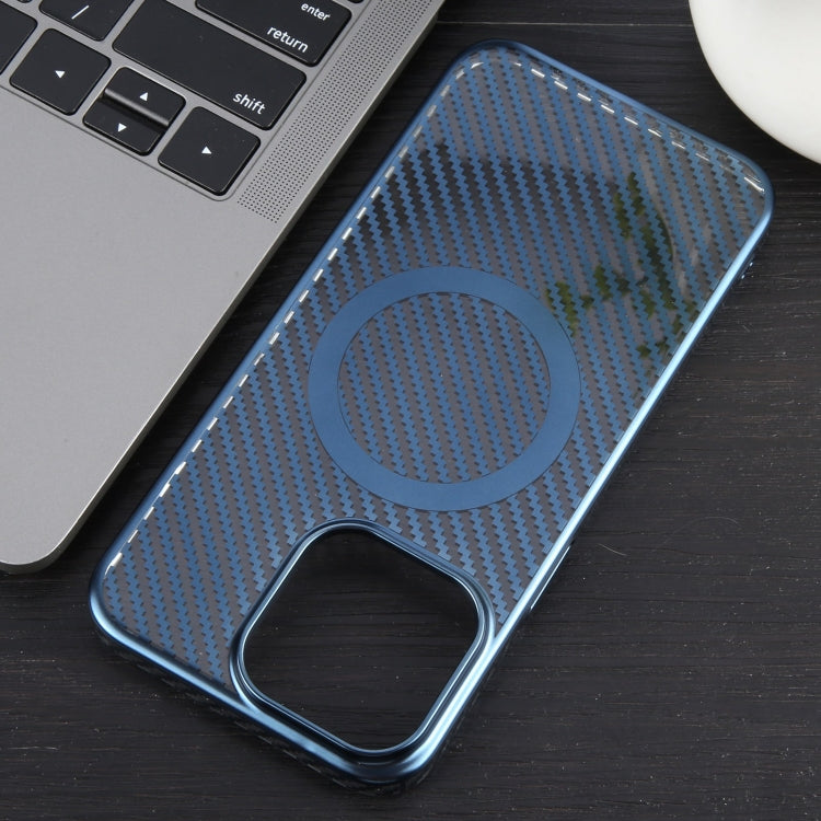 For iPhone 15 Plus 6D Plated Carbon Fiber Clear Magsafe PC Phone Case(Dream Blue) - iPhone 15 Plus Cases by buy2fix | Online Shopping UK | buy2fix