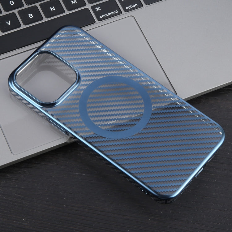 For iPhone 14 Pro Max 6D Plated Carbon Fiber Clear Magsafe PC Phone Case(Dream Blue) - iPhone 14 Pro Max Cases by buy2fix | Online Shopping UK | buy2fix