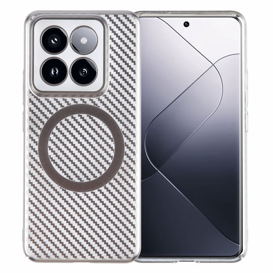 For Xiaomi 14 6D Plated Carbon Fiber Clear Magsafe PC Phone Case(Titanium Grey) - 14 Cases by buy2fix | Online Shopping UK | buy2fix