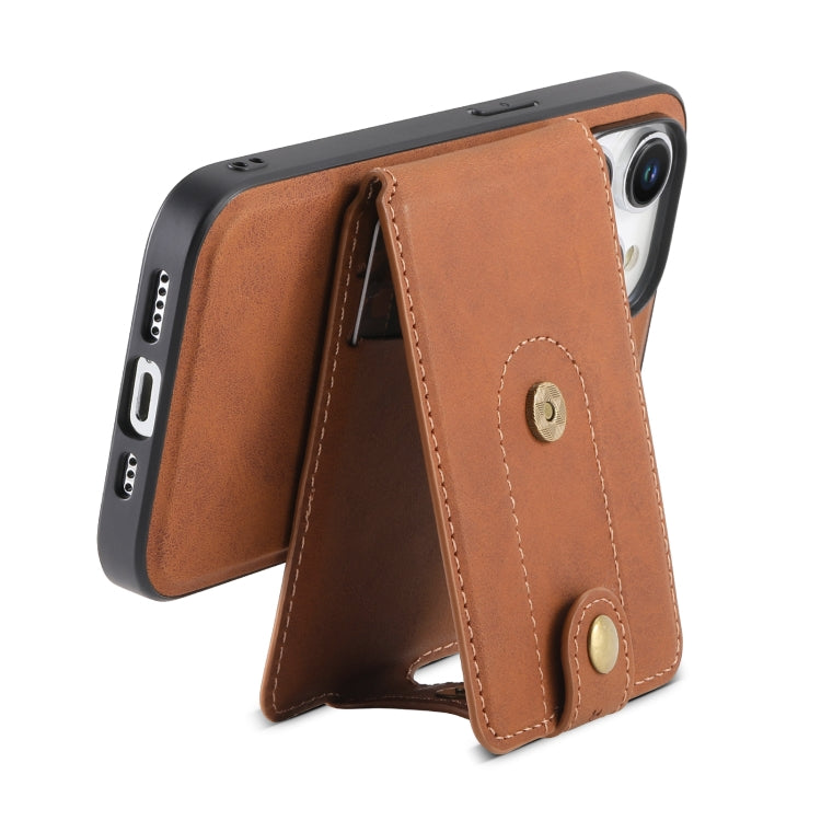 For iPhone 14/13 Denior D14 NK Retro Pattern MagSafe Magnetic Card Holder Leather Phone Case(Brown) - iPhone 14 Cases by Denior | Online Shopping UK | buy2fix