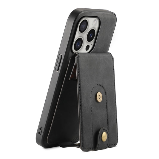 For iPhone 16 Pro Max Denior D14 NK Retro Pattern MagSafe Magnetic Card Holder Leather Phone Case(Black) - iPhone 16 Pro Max Cases by Denior | Online Shopping UK | buy2fix