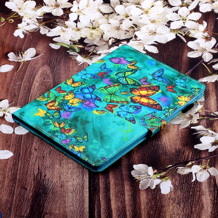 For iPad Pro 11 2024 Coloured Drawing Stitching Smart Leather Tablet Case(Green Butterfly) - iPad Pro 11 2024 Cases by buy2fix | Online Shopping UK | buy2fix