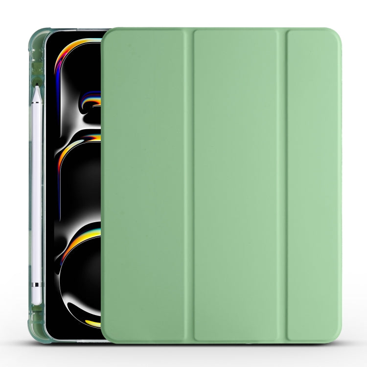 For iPad Pro 13 2024 3-fold TPU Leather Smart Tablet Case with Pen Slot(Matcha Green) - iPad Pro 13 2024 Cases by buy2fix | Online Shopping UK | buy2fix