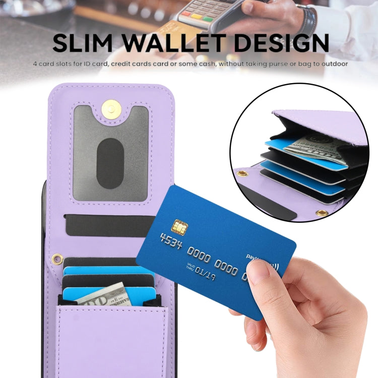 For iPhone 16 Pro YM015 Crossbody Rhombic Card Bag RFID Phone Case(Light Purple) - iPhone 16 Pro Cases by buy2fix | Online Shopping UK | buy2fix