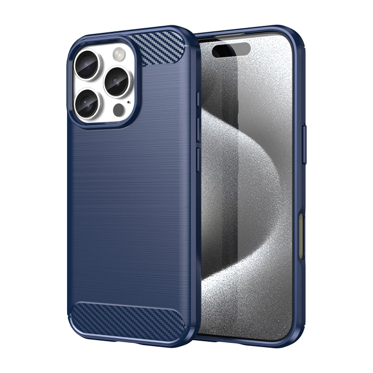 For iPhone 16 Pro Brushed Texture Carbon Fiber TPU Phone Case(Blue) - iPhone 16 Pro Cases by buy2fix | Online Shopping UK | buy2fix