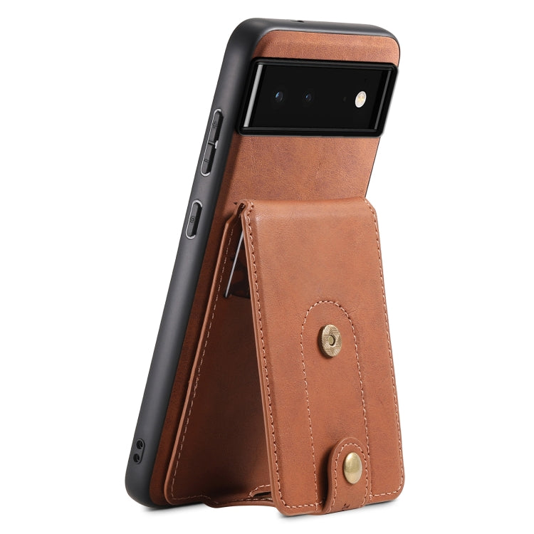 For Google Pixel 6 Denior D14 NK Retro Pattern MagSafe Magnetic Card Holder Leather Phone Case(Brown) - Google Cases by Denior | Online Shopping UK | buy2fix