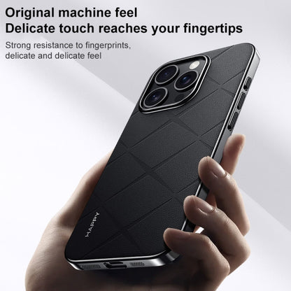 For iPhone 16 Pro Max Plain Leather PC Phone Case(Black) - iPhone 16 Pro Max Cases by buy2fix | Online Shopping UK | buy2fix