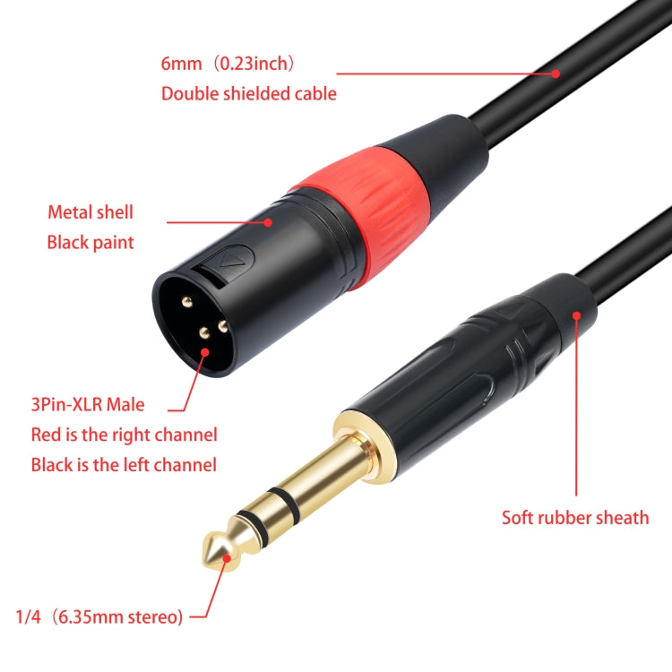 TC145YXK108RE-10 6.35mm 1/4 TRS Male to Dual XLR Male Audio Cable, Length:3m(Black) - Microphone Audio Cable & Connector by buy2fix | Online Shopping UK | buy2fix