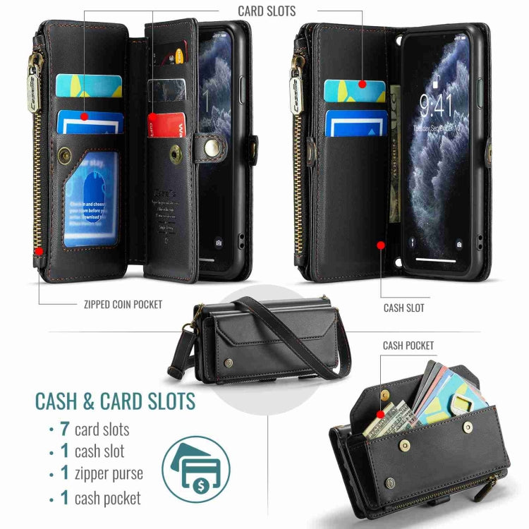 For iPhone 11 Pro CaseMe C36 Card Slots Zipper Wallet RFID Anti-theft Leather Phone Case(Black) - iPhone 11 Pro Cases by CaseMe | Online Shopping UK | buy2fix