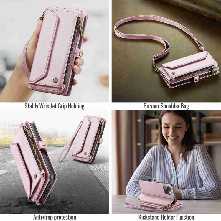 For iPhone 15 Plus CaseMe C36 Card Slots Zipper Wallet RFID Anti-theft Leather Phone Case(Pink) - iPhone 15 Plus Cases by CaseMe | Online Shopping UK | buy2fix