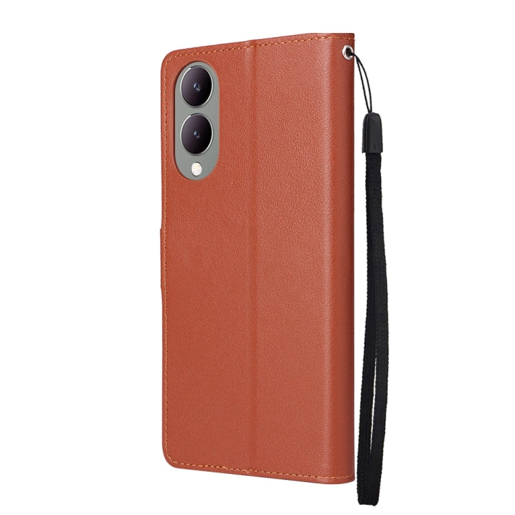 For vivo Y17s 4G Multifunctional Horizontal Flip Leather Phone Case with Three Card Slot(Brown) - vivo Cases by buy2fix | Online Shopping UK | buy2fix