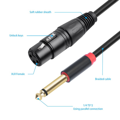 2020Y63 XLR Female to Dual 6.35mm 1/4 TRS Male Y-type Audio Cable, Length:1m(Black) - Microphone Audio Cable & Connector by buy2fix | Online Shopping UK | buy2fix