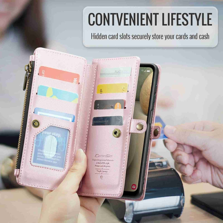 For Samsung Galaxy A12 5G CaseMe C36 Card Slots Zipper Wallet RFID Anti-theft Leather Phone Case(Pink) - Galaxy Phone Cases by CaseMe | Online Shopping UK | buy2fix