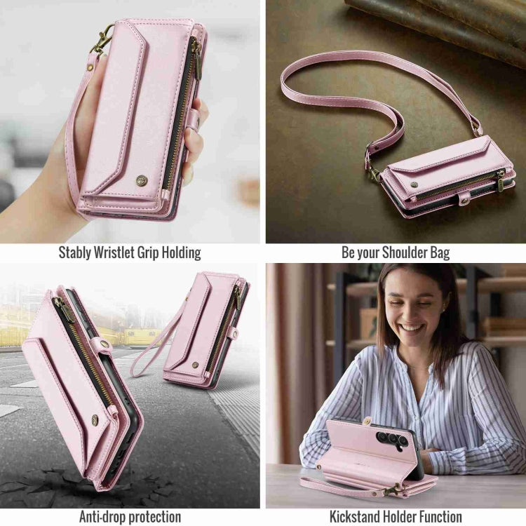 For Samsung Galaxy A25 CaseMe C36 Card Slots Zipper Wallet RFID Anti-theft Leather Phone Case(Pink) - Galaxy Phone Cases by CaseMe | Online Shopping UK | buy2fix