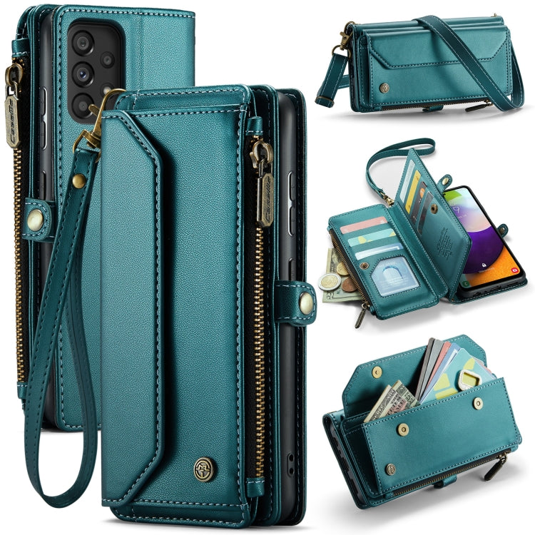 For Samsung Galaxy A52 / A52s 5G CaseMe C36 Card Slots Zipper Wallet RFID Anti-theft Leather Phone Case(Blue-green) - Galaxy Phone Cases by CaseMe | Online Shopping UK | buy2fix