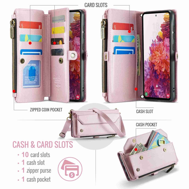 For Samsung Galaxy S20 FE CaseMe C36 Card Slots Zipper Wallet RFID Anti-theft Leather Phone Case(Pink) - Galaxy S20 FE Cases by CaseMe | Online Shopping UK | buy2fix