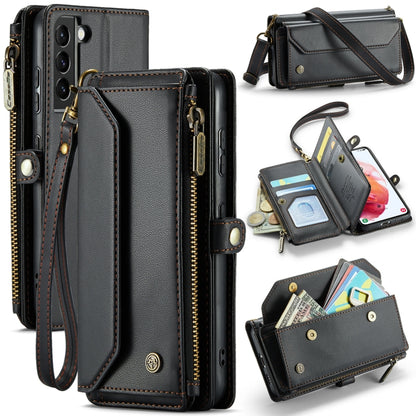 For Samsung Galaxy S21 5G CaseMe C36 Card Slots Zipper Wallet RFID Anti-theft Leather Phone Case(Black) - Galaxy S21 5G Cases by CaseMe | Online Shopping UK | buy2fix