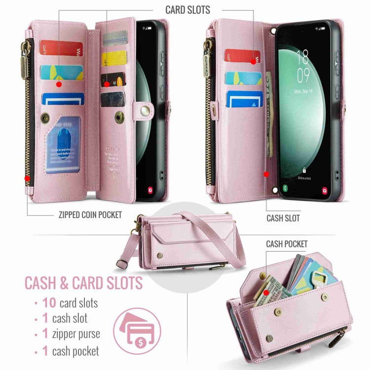 For Samsung Galaxy S23 FE 5G CaseMe C36 Card Slots Zipper Wallet RFID Anti-theft Leather Phone Case(Pink) - Galaxy S23 FE 5G Cases by CaseMe | Online Shopping UK | buy2fix