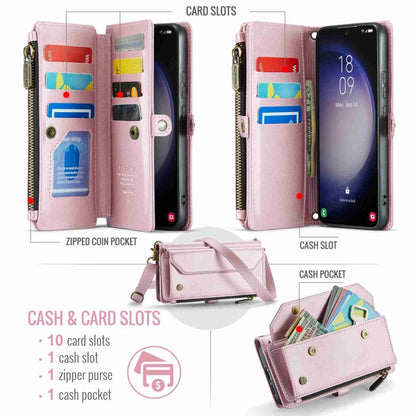 For Samsung Galaxy S23+ 5G CaseMe C36 Card Slots Zipper Wallet RFID Anti-theft Leather Phone Case(Pink) - Galaxy S23+ 5G Cases by CaseMe | Online Shopping UK | buy2fix