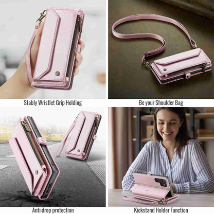 For Samsung Galaxy S23 Ultra 5G CaseMe C36 Card Slots Zipper Wallet RFID Anti-theft Leather Phone Case(Pink) - Galaxy S23 Ultra 5G Cases by CaseMe | Online Shopping UK | buy2fix