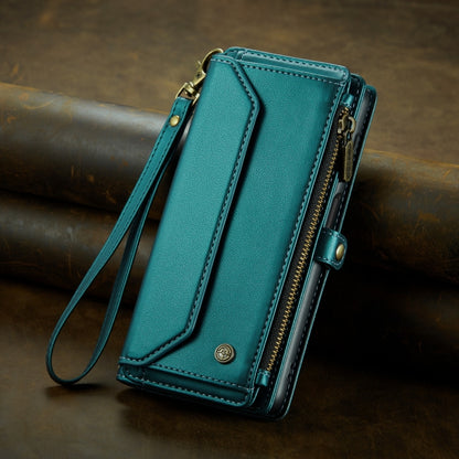 For Samsung Galaxy Note10+ CaseMe C36 Card Slots Zipper Wallet RFID Anti-theft Leather Phone Case(Blue-green) - Galaxy Phone Cases by CaseMe | Online Shopping UK | buy2fix