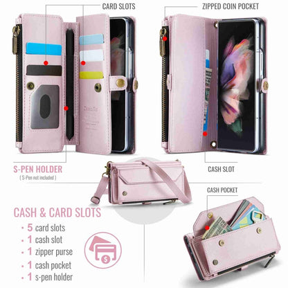 For Samsung Galaxy Z Fold3 CaseMe C36 Card Slots Zipper Wallet RFID Anti-theft Leather Phone Case(Pink) - Galaxy Phone Cases by CaseMe | Online Shopping UK | buy2fix