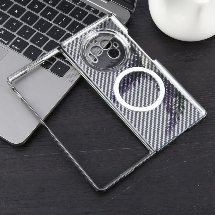 For vivo X Fold3 6D Plated Carbon Fiber Clear Magsafe PC Phone Case(Titanium Grey) - vivo Cases by buy2fix | Online Shopping UK | buy2fix