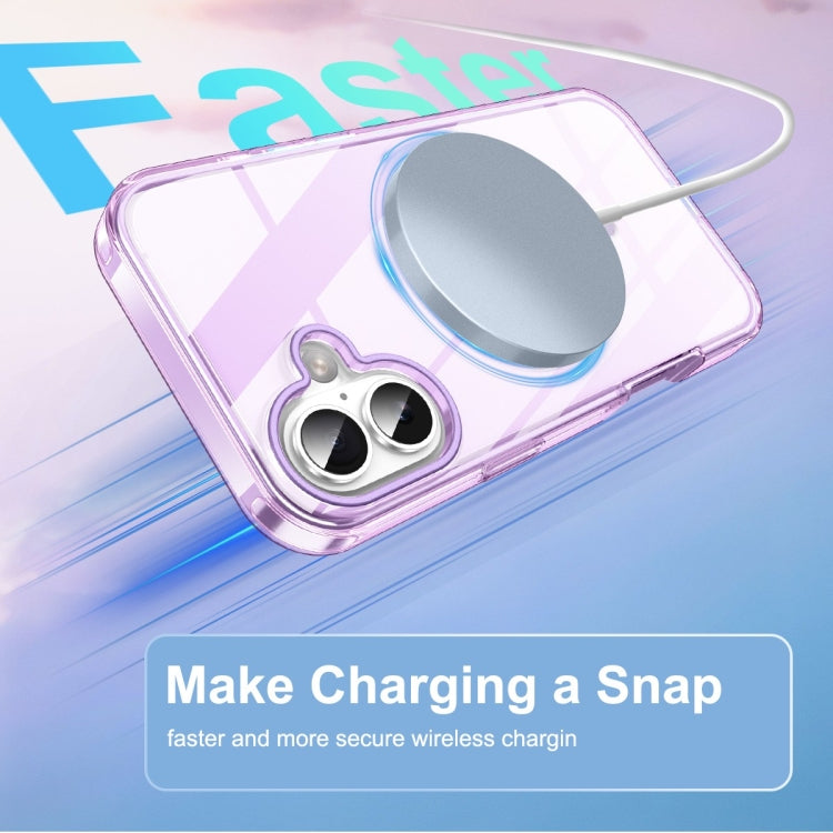 For iPhone 16 Colorful MagSafe Magnetic PC Hybrid TPU Phone Case(Light Purple) - iPhone 16 Cases by buy2fix | Online Shopping UK | buy2fix