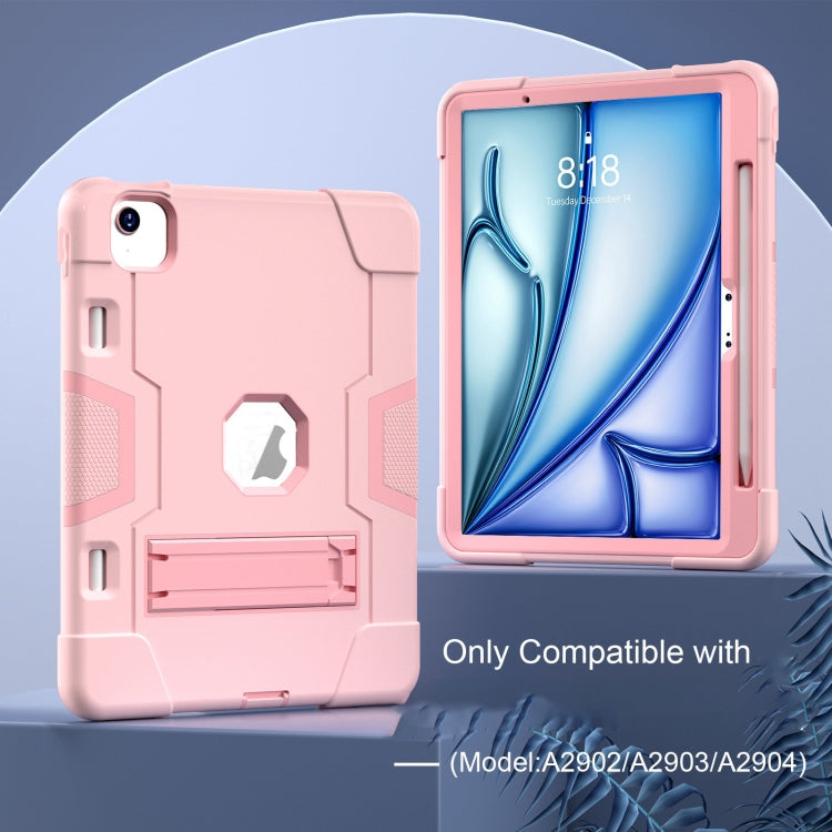 For iPad Air 11 2024 Contrast Color Silicone Acrylic PC Tablet Case with Holder(Rose Gold) - iPad Air 11 2024 Cases by buy2fix | Online Shopping UK | buy2fix