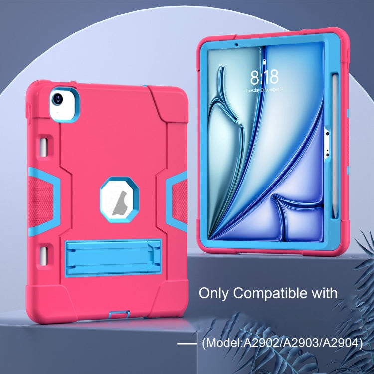 For iPad Air 11 2024 Contrast Color Silicone Acrylic PC Tablet Case with Holder(Rose Red Blue) - iPad Air 11 2024 Cases by buy2fix | Online Shopping UK | buy2fix