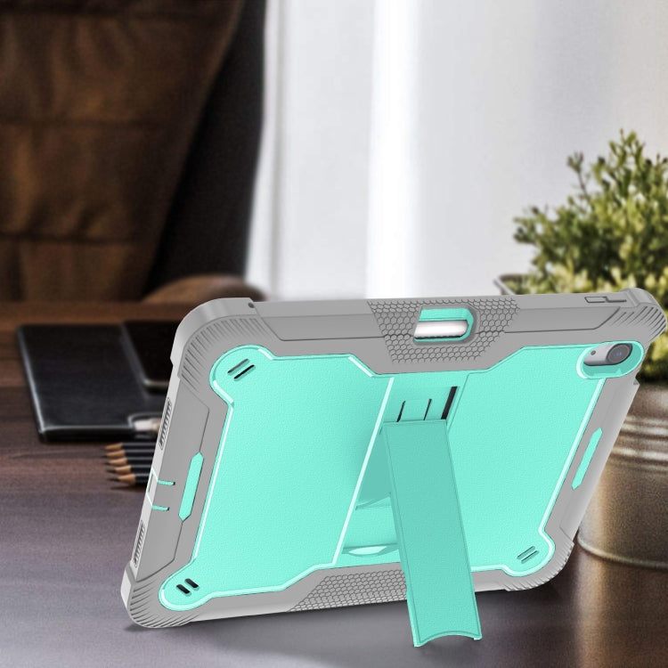 For iPad Air 11 2024 / Air 2022 10.9 Shockproof Silicone Hybrid PC Tablet Case with Holder(Mint Green + Grey) - iPad Air 11 2024 Cases by buy2fix | Online Shopping UK | buy2fix