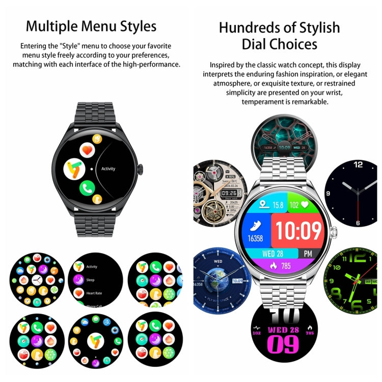 MT55 1.43 inch AMOLED HD Screen Ultra-thin Smart Call Health Watch, Silicone Strap(Black) - Smart Watches by buy2fix | Online Shopping UK | buy2fix