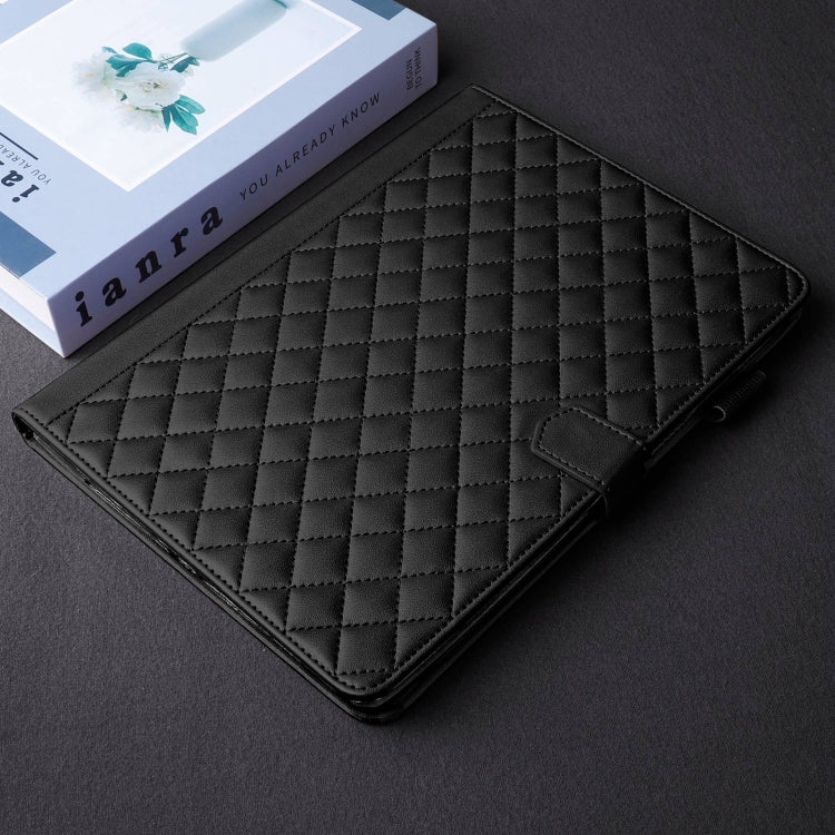 For iPad Pro 11 2024 Rhombus Lattice Leather Smart Tablet Case(Black) - iPad Pro 11 2024 Cases by buy2fix | Online Shopping UK | buy2fix