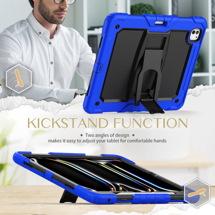 For iPad Pro 13 2024 Silicone Hydric PC Tablet Case with Shoulder Strap & Holder(Blue) - iPad Pro 13 2024 Cases by buy2fix | Online Shopping UK | buy2fix