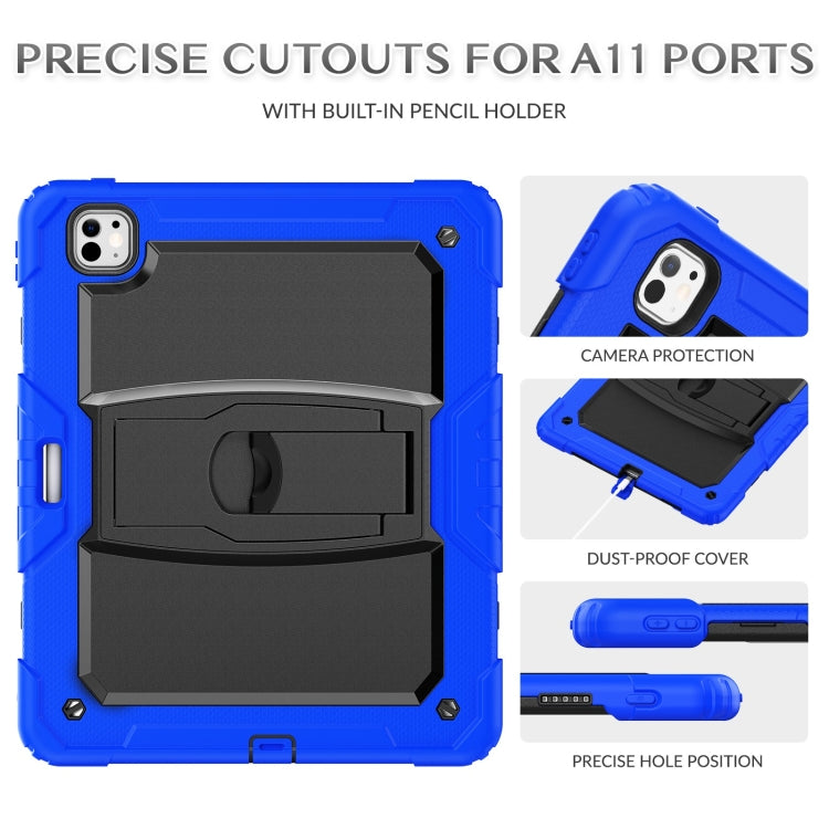 For iPad Pro 13 2024 Silicone Hydric PC Tablet Case with Shoulder Strap & Holder(Blue) - iPad Pro 13 2024 Cases by buy2fix | Online Shopping UK | buy2fix