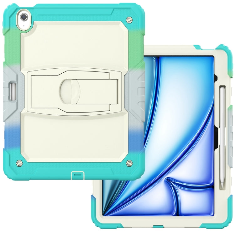 For iPad Air 13 2024 Silicone Hydric PC Tablet Case with Shoulder Strap & Holder(Camouflage Light Blue) - iPad Air 13 2024 Cases by buy2fix | Online Shopping UK | buy2fix