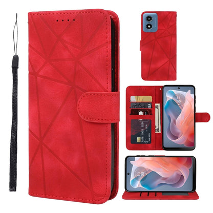 For Motorola Moto G Play 4G 2024 Skin Feel Geometric Lines Leather Phone Case(Red) - Motorola Cases by buy2fix | Online Shopping UK | buy2fix